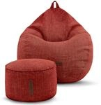 Green Bean Indoor XXL Sitzsack Home Linen + Hocker mit EPS-Perlen F&uuml;llung -