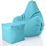 Green Bean 2er Set Sitzsack mit R&uuml;ckenlehne + Hocker eckig - Gaming Chair,