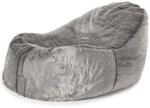 Icon Kunstfell Sitzsack-Liege f&uuml;r Erwachsene, Grau, Flauschiger Kunstpelzstoff,