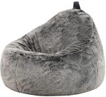 Icon Cocoon Sitzsack Sessel, Grau, Flauschiger Kunstpelzstoff, Sitzsack Erwachsene