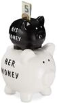 Relaxdays Sparschwein, His & Her Money, 2 Schweine, lustiges Geldgeschenk f&uuml;r Paare