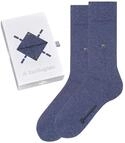Burlington Herren Socken Basic Uni Gift Box M So Baumwolle einfarbig 2 Paar, Blau