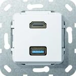 Gira 567803 HDMI, USB 3.0 A Gender Changer Einsatz, reinwei&szlig;