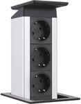 Evoline Port Push versenkbare Steckdose mit 3x VDE Steckdose Edelstahl / Schwarz