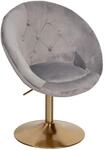 Wohnling Loungesessel Samt Grau/Gold Design Drehstuhl, Clubsessel Polsterstuhl...