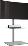VCM TV-Standf&uuml;&szlig;e Klarglas 60x45x100 cm ohne T&uuml;ren Aluminium Set Fach