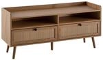 FineBuy Lowboard 120x39x56 cm Eiche-Dekor Rattan mit Schubladen
