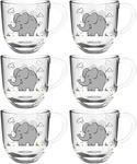 Leonardo Bambini Glas-Tassen 6er Set, Kinder-Becher aus Glas mit Tier-Motiv,
