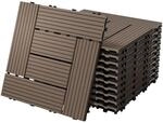 ECD Germany WPC Terrassenfliesen 30x30 cm/11 St&uuml;ck=1m&sup2;, Dunkelbraun Mosaik,