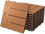 ECD Germany WPC Terrassenfliesen 30x30 cm/55 Fliesen=5m&sup2;, Hellbraun geriffelt,