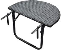 DEGAMO Balkonh&auml;ngetisch 60x40cm, Metall + Polyrattan schwarz