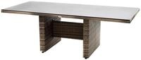 PLO&szlig; Rabida Dining Tisch, Champagner-meliert, Polyrattan, 220 x 100 cm, Glasplatte