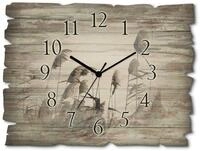 ARTLAND Wanddeko Wanduhr ohne Tickger&auml;usche aus Holz Funkuhr 40x30 cm Rechteckig