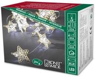 Konstsmide LED Dekolichterkette, goldfarbene Metallsterne, 20 warm wei&szlig;e Dioden,