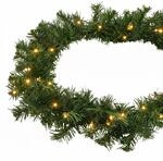 Spetebo Weihnachtsgirlande gr&uuml;n mit 35 LED Lichterkette warmwei&szlig; f&uuml;r Au&szlig;en - 270