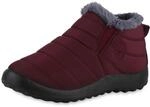 VAN HILL Damen Winter Boots Flach Gesteppt Bequem Schuhe 216546 Burgund 37