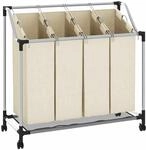 vidaXL W&auml;schekorb mit 4 Taschen Creme Stahl