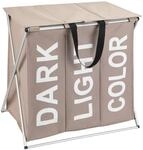 WENKO W&auml;schesammler Trio Top Taupe, Flexibler W&auml;schekorb mit Deckel und