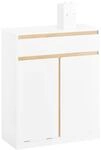 SoBuy Badezimmerschrank mit W&auml;schekorb und Schublade &ndash; Wei&szlig;er Badschrank mit