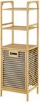 [en.casa] Bambus W&auml;scheregal Tidaholm 118 x 40 x 31 cm W&auml;scheschrank mit 2...