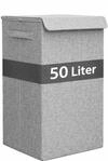 DuneDesign W&auml;schekorb mit Deckel 50 Liter 30x30x60 cm - W&auml;schesammler Grau mit