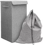 DuneDesign W&auml;schekorb 50 Liter mit Deckel 30x30x60 cm - Grauer W&auml;schesammler...
