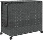 vidaXL W&auml;schekorb mit Rollen Grau 66x35x60 cm Rattan