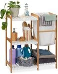 Relaxdays Badregal mit W&auml;schekorb, offen & stehend, Badezimmer Regal aus Bambus &
