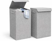 DuneDesign 2er Set W&auml;schekorb mit Deckel 50 Liter 30x30x60 cm - W&auml;schesammler...