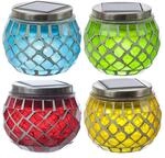 LED Solar Windlicht Mosaikglas Solarglas Mosaikgl&auml;ser Tischleuchten dekorative