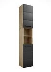 70-565-DR Hochschrank VISTA Badschrank Seitenschrank in Viking Oak / Schwarz...
