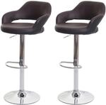 Mendler 2er-Set Barhocker HWC-F16 mit Lehne Kunstleder - braun-schwarz