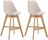 CLP 2er Set Barhocker Cannes Stoff-Bezug I Thekenhocker mit Eichenholz-Gestell,