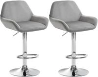 CLP 2er Set Barhocker Braga Samtbezug mit Metallgestell I H&ouml;henverstellbar und