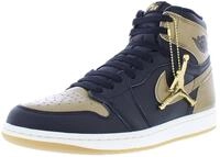 Nike Air Jordan 1 Retro High OG Herrenschuhe, Schwarz/Segel/Metallic-Gold, 44.5 EU