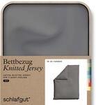 schlafgut Knitted Jersey Bettw&auml;sche 155x220cm Bettdecke Bezug einzeln, Grey Mid Uni,