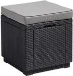 Allibert Garten Hocker Cube mit Kissen, Grau