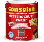 Consolan Wetterschutzfarbe, Deckender Holzschutz f&uuml;r Au&szlig;en, Kaffeebraun, 2,5L