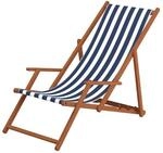 Erst-Holz Gartenliege blau-wei&szlig; Liegestuhl Sonnenliege Strandstuhl Deckchair...