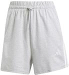 adidas Damen Essentials 3-Stripes Cotton Shorts, Light Grey Heather/White, S