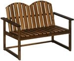 Outsunny Gartenbank 2-Sitzer mit R&uuml;ckenlehne Verkohlt 114 x 63 x 86 cm