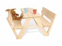 PINOLINO Kindersitzgarnitur Nicki für 4 mit Lehne, aus massivem Holz, 2 Bänke mit