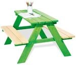 PINOLINO Nicki 4er Kindersitzgruppe aus Massivholz I Gr&uuml;ner Kinder Picknicktisch
