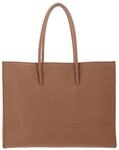Coccinelle Leder Handtasche Myrtha Maxi Log Handbag Grained Leather Skin hellbraun