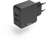Hama Dual USB-A Ladeger&auml;t 12 W &ndash; Universalnetzteil mit 2 Ports 2,4 A f&uuml;r
