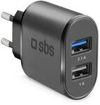 SBS USB Wall Charger 10W, Mehrfaches USB-Ladeger&auml;t mit 2 USB, Ladeger&auml;t f&uuml;r