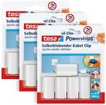tesa Powerstrips Kabelclip im 3er Pack - Kabel Clip selbstklebend - Zur Fixierung von