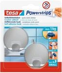 tesa Powerstrips Haken Small Metall RUND - 1 kg Halteleistung | 2 selbstklebende