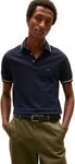 Tommy Hilfiger Herren Poloshirt Kurzarm Slim Fit mit Kontrast-Details, Blau (Desert
