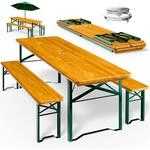 Casaria&reg; Bierzeltgarnitur 170cm Klappbar Stabil 3 Teilig 2X Bierbank 1x Breiter